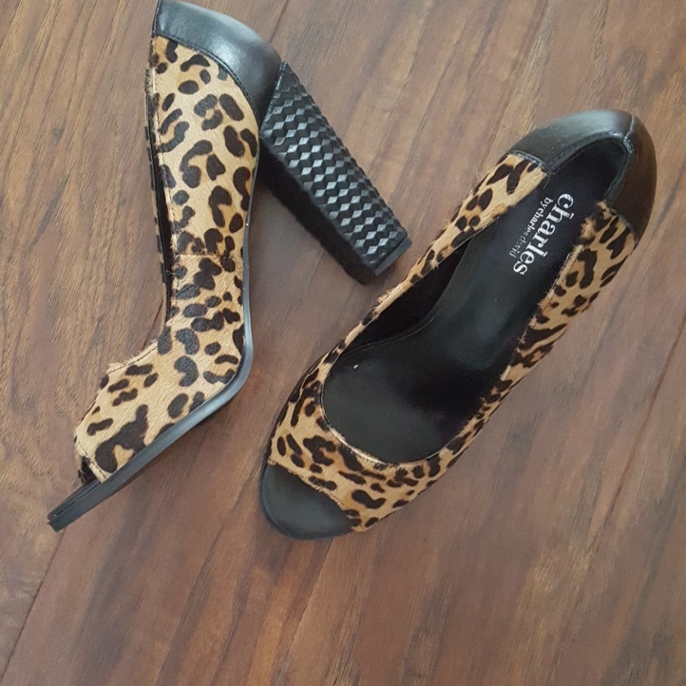 Horse hair cheetah print heel worn one time